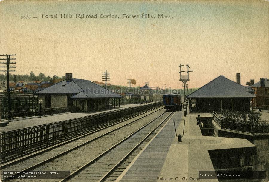 Postcard: Forest Hills Railroad Station, Forest Hills, Massachusetts